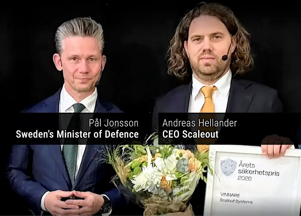 TechSweden Security Award presentation by Minister of Defence Pål Jonson